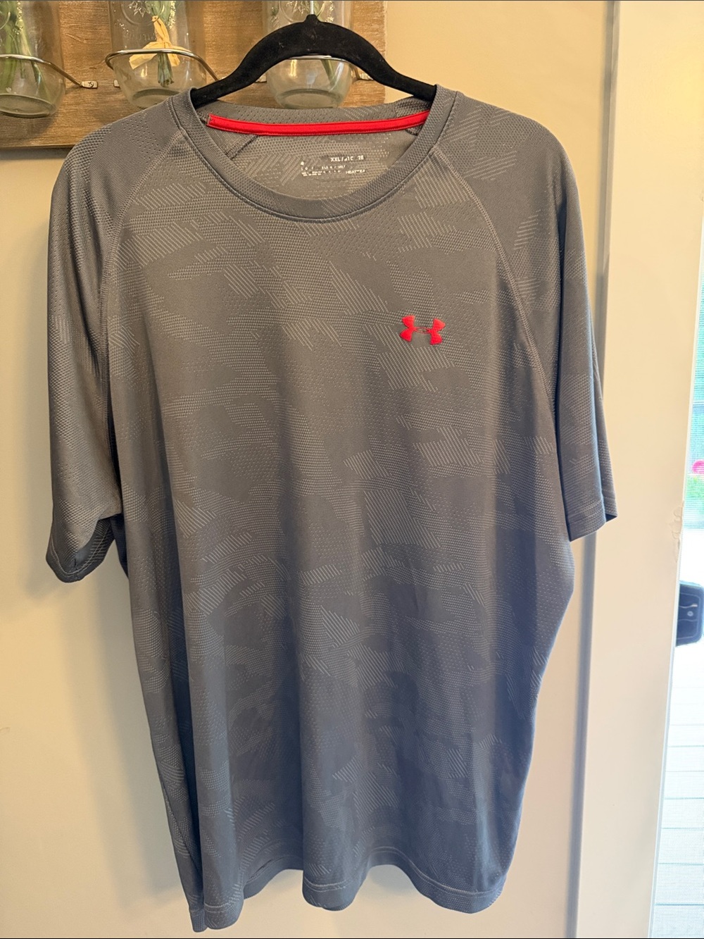 Under Armour Gray Short Sleeve Performance Tee with Red Logo